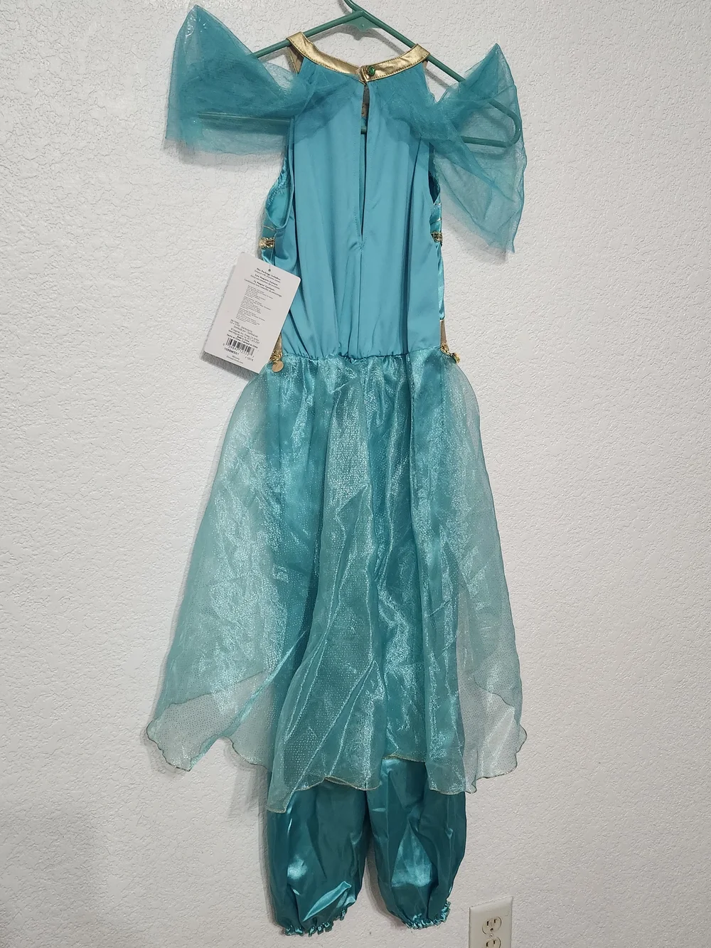 Disney Teal and Gold Girls Jasmin Princess Dress Size 7-8